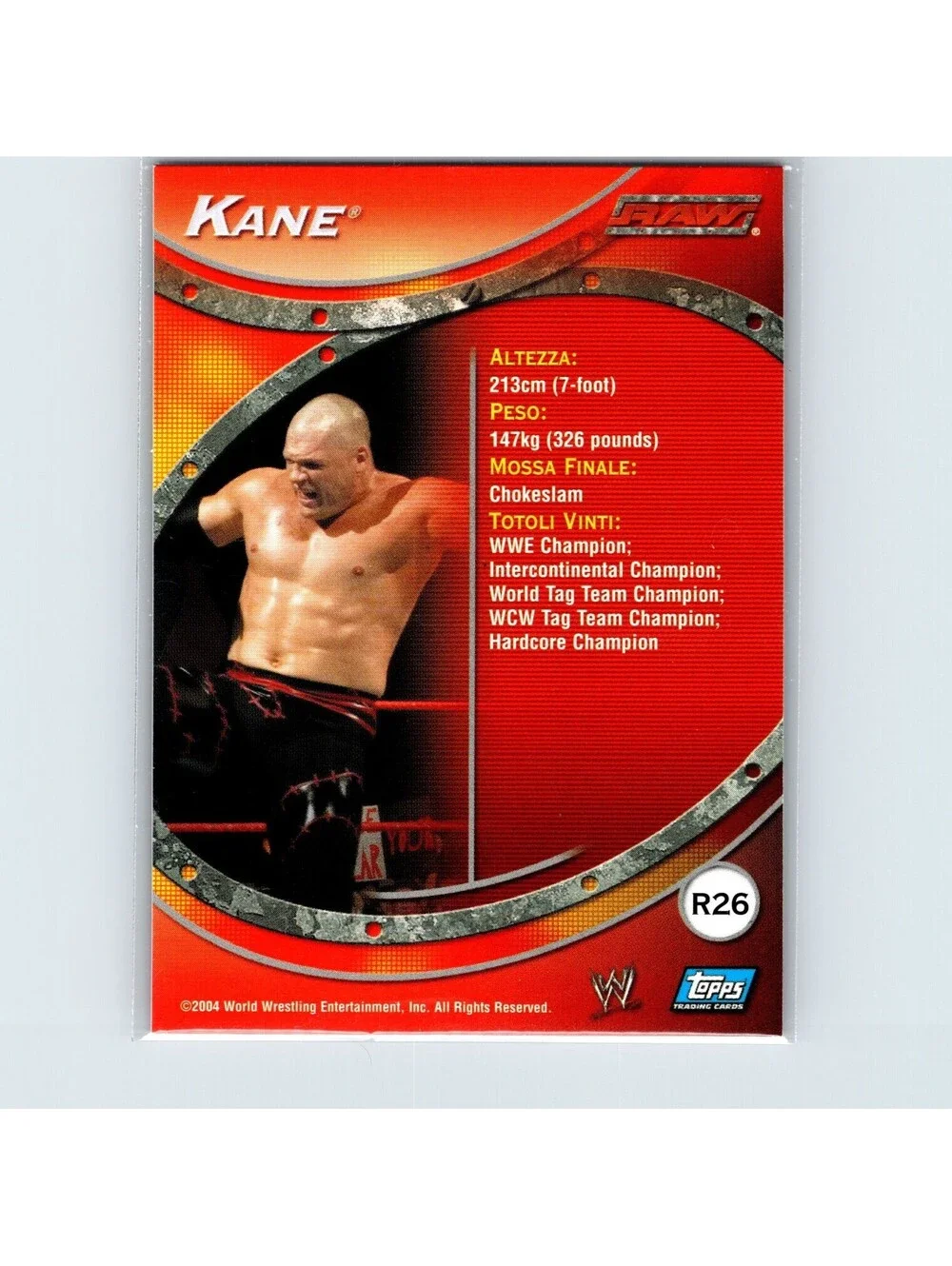 2004 Topps WWE RAW & SmackDown Apocalypse (English Edition) Kane #R26 Foil